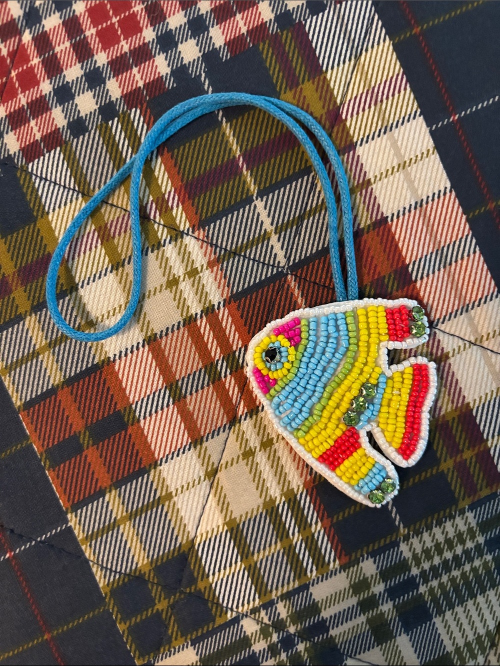 Beaded Fish Pendant bag charm - Multicolor